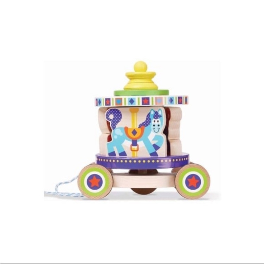 Melissa & Doug Blue and Yellow Learning Toy Train with Carousel Animals
